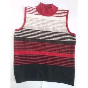 Vintage Crazy Horse Brown/Rust Striped Sleeveless Turtleneck Sweater Size XL